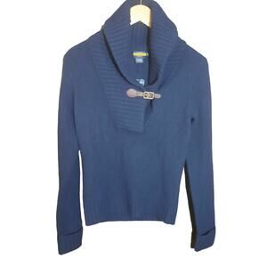 Ralph Lauren Womens Navy Blue Pure Wool Long Sleeve Sweater Size Medium NWT